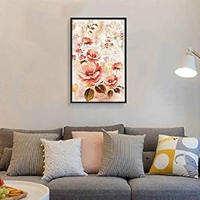 Floating Framed for Living Room Bedroom Vintage Flower for
