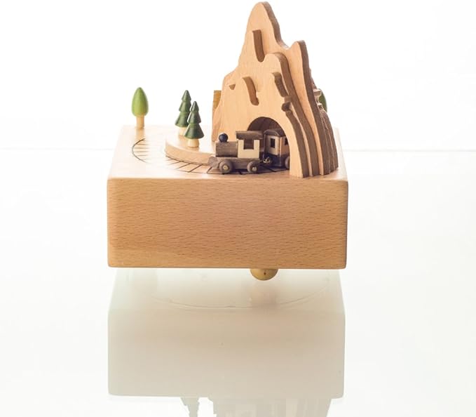 Amazon ジャパンファッションハウス ｊｆｈ 木製 からくり オルゴール 山とトンネルと汽車 オルゴール おもちゃ