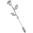 Fashion Men Rose Floral Lapel Stick Brooch Pin Suit Tuxedo Corsage Accessory (Silver)