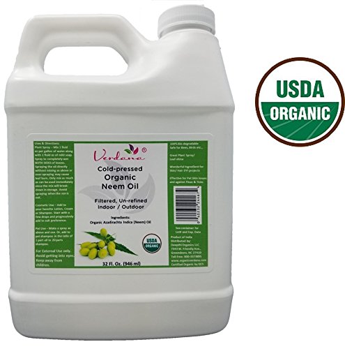 Verdana USDA Organic Cold Pressed Neem Oil 32 Fl. Oz – Non GMO Certified – Unrefined – High Azadirachtin Content – 100…