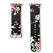 Rykimte Watch Band for Series 3 2 1 Apple Watch Band Flower Leather Pastoral Sport Style Replacement Strap Wrist Band with Metal Adapter(Flower Black A 38mm)