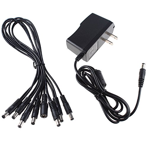 9V DC 1A Guitar Effect Pedal Power Supply Adapter + 7 way Daisy Chain Cable Kit