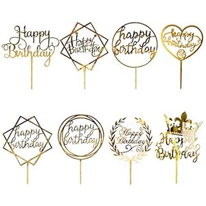 CBGGQ ‘Happy Birthday’ Taarttopper, van veelkleurig acryl, voor allerlei verjaardagsfeesten, taartdecoratie voor meisjes…