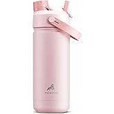 POWCAN 18 oz Insulated Water Bottle with 2-in-1 Straw and Spout Lid, Keep Cold 24H, Leak-Proof, Fits in Car Cup Holder, Stainless Steel Water Bottle for Sports, Travel, and School (Cotton Candy)
