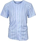 Angel Cola Men's Blank Striped Solid Full Button Baseball Jersey