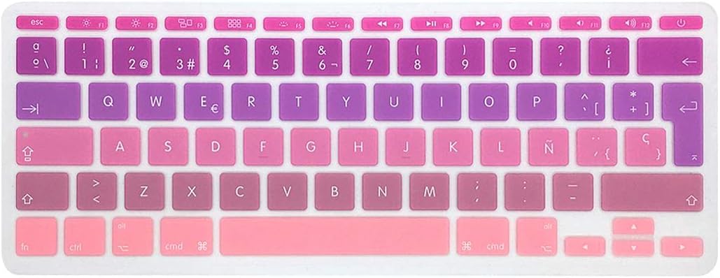 MMDW Spanish QWERTY ISO Keyboard Cover Protector for Macbook 11"11.6 Inch A1465 A1370 European/ISO Keyboard Layout Silicone Skin(Ombre-rose)