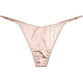 FEELITS 100% Mulberry Silk Thongs for Women, V-Front & Adjustable Ties, Sexy Silk Satin G-String Panties, Cheeky T-back