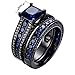 Rongxing Jewelry Couple Blue Sapphire Ring Sets Size 9 Women's Black Gold Wedding