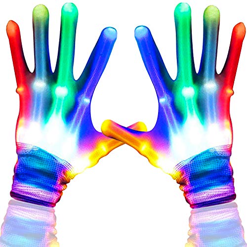 3 Pair Light Gloves LED Flashing Gloves Halloween Party Rave Glow Gloves 5 Color 6 Mode Flashing Glow in The Dark Party Supplies Favors for Clubbing Birthday Lightshows Dancing EDM Disco Dubstep Party