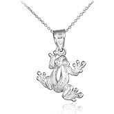 Animal Kingdom 925 Sterling Silver Frog Charm Pendant Necklace