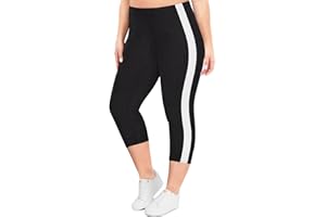 TIYOMI Plus Size Capris Leggings for Women Knee-Length High Waist Leggings Tummy Control Outdoor Capri XL-5XL