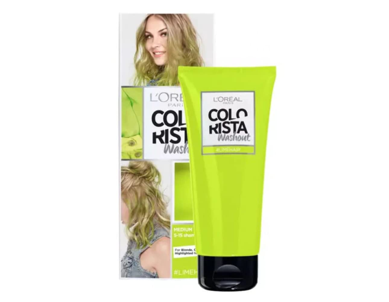 L'Oreal Paris Colorista Wash Out Lime Green Neon Semi-Permanent Hair Dye 80ml