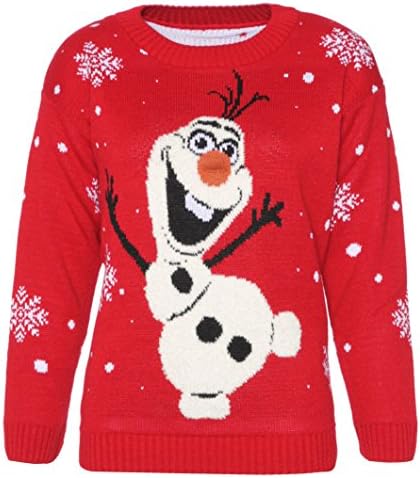 New Women Ladies One Size 3D Red Disney Olaf Frozen Christmas Xmas Jumper Top Sweaters (Onesize, Red)