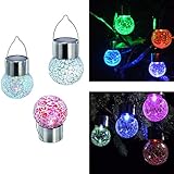 Egoelife 4 PCs Hanging Solar Colorful Self Discoloration Cracked Glass Ball Light for Courtyard Lawn Garden (4)