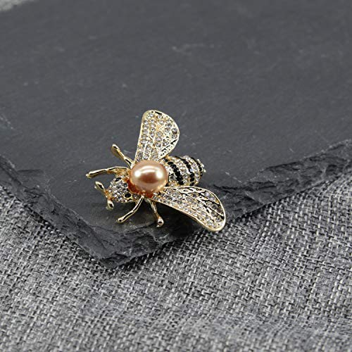 ZUOZUOYA Honey Bee Brooches,Gold Tone and Mother of Pearl Brooch