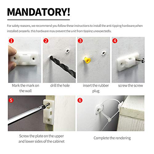 image for Rosoz Furniture Straps Baby Proofing Anti Tip Furniture Anchors Kit, C
