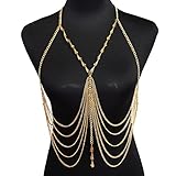 HITOP Women Retro Sexy Fashion Summer Beach inverted crystal tassel belly chain Bikini Body Chain