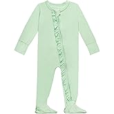 GUISBY Baby Footies Ruffle Pajamas, Soft Long Sleeve with 2 Way Zipper Sleepers
