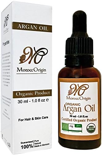 Organic 100% Pure Moroccan Argan Oil - MoroccOrigin (30ml, 1.0 fl oz) - For Hair & Skin Care
