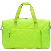 Tinzonc Sports Tote Gym Bag for Women, Travel Duffel Bag, Shoulder Weekender Overnight Bag for Women Girls Travel, Gym, Yoga (Fluorescent Green)