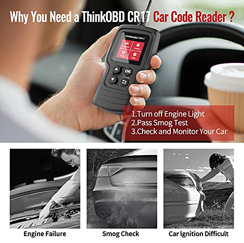 Thinkcar CR17 OBD2 Scanner, Check Engine Code Reader Car Diagnostics Scan Tool, OBD Reader Scaner Vehiculo for All CAN OBD II Protocol Cars Since 1996
