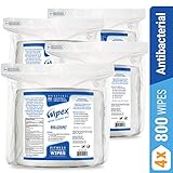 Wipex Gym Wipes 800 Ct. Refill Pack for Hand & Surfaces, 98.9% Natural w/BZK Antibacterial, 4 Pk