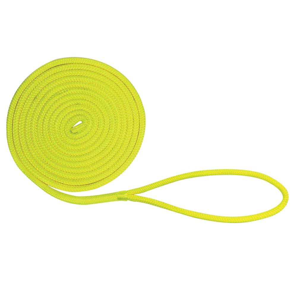 Extreme Max 3006.2459 BoatTector Double Braid Nylon Dock Line - 1/2" x 20', Neon Yellow