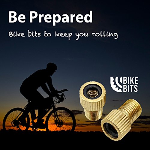 Bike Bits Brass Presta Valve Adapter - Convert Presta to Schrader - French/UK to US - Inflate Tire Using Standard Pump or Air Compressor (4 Pack) - Thumbnail 5