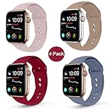 NUKELOLO Sport Band Compatible with Apple Watch 38MM 40MM,Soft Silicone Replacement Strap Compatible for Apple Watch Series 4/3/2/1 [M/L Size in 4 Pack A Color]
