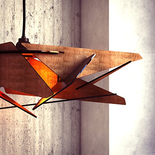 Wood Pendant Light - Modern Chandelier Lighting - Hanging Dining Lamp - Ceiling Light Fixture - Geometric Lamp - Minimal - Contemporary