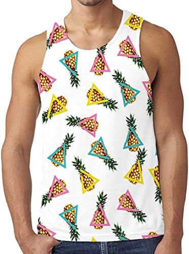 Freshhoodies Men's All Over Print Funny Tank Tops Breathable Summer Casual Sleeveless Beach Graphic Tee/Swimming Trunks