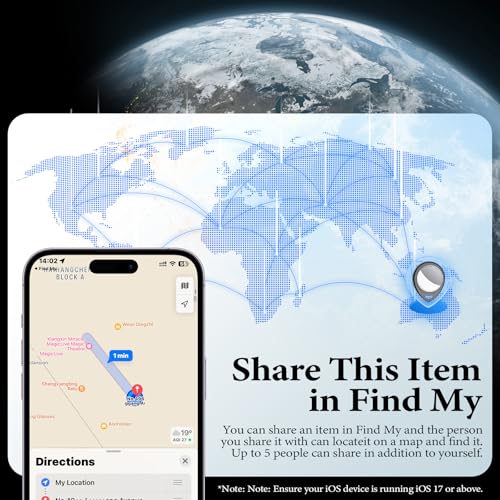 QCOQ Air Tags 4 Pack, Smart Key Finder Work with Find My (iOS Only), 100dB Bluetooth Tracker, Smart Tag with Keychain/Lanyard, Item Finder for Luggage/Key/Suitcases, Replaceable Battery