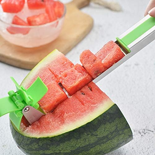 NedolQ's Watermelon Cutter,Slicer Tongs Corer Fruit Vegetable Tools Kitchen Gadgets Melon Stainless Steel Watermelon Knife Cutting Boards Peelers (Green)