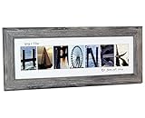 Creative Letter Art - Personalized Framed Name Sign with Beach and Nautical Related Alphabet Photographs including Driftwood Self Standing Frame