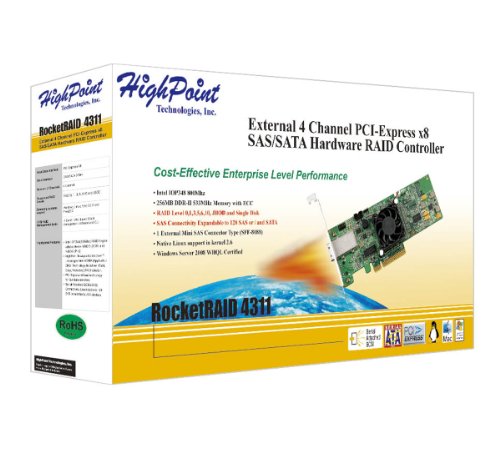 HighPoint RocketRAID 4311 4-Channel PCI-Express x8 SAS 3Gb/s RAID Controller