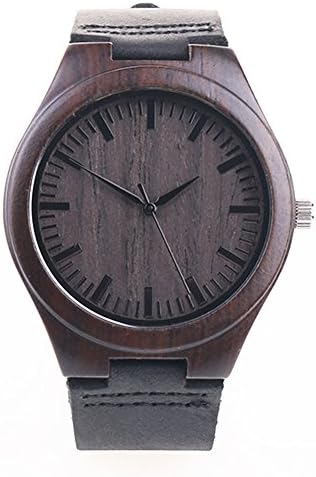 Bamboo Wooden Watch, Mens Womens Retro Genuine Leather Fashion Bamboo Wooden Water Resistant Wrist Watch with Japan Movement Quartz