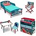 Delta Disney Finding Dory 5 Piece Furniture Kids Set - Plastic Toddler Bed, Multi-Bin Organizer, Art Desk and Chair, Director's Chair for Girls Toddler