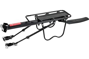 Rear Bike Rack, Adjustable Lightweight Cargo Rack for Mountain and Road Bicycles, Quick Release Design 50kg (110 lbs) Load Ca