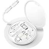 ZALUJMUS Multifunctional Data Cable Storage Box Adaptor for USB-C and Micro-USB Devices Universal Data Transfer Cable (White)