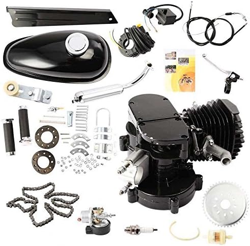 Wunicorn Gas Engine Motor 80cc 2 Stroke Cycle Bicycle Chrome Muffler Motorized Engine Kit Black by Wunicorn