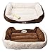 long rich Rectangle Pets Bed with Dog Paw Embroidery, Chocolate, 27 * 21 inches (HCT REC-006), Brown