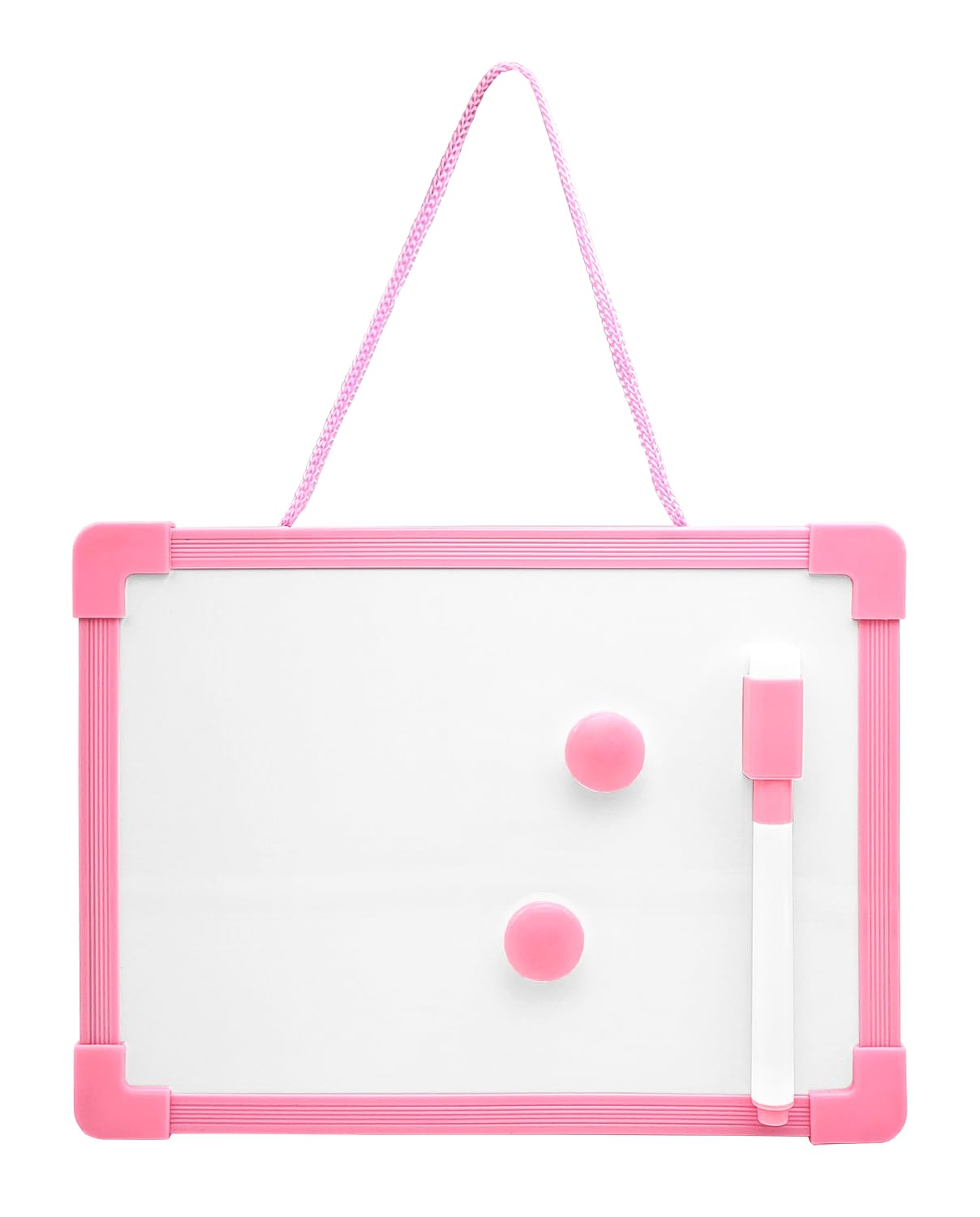 Powersell Magnetic Whiteboard 15 x 20 cm, Pink - Writing Board with Dry Erase Marker, Eraser, Magnets - Lightweight, Multicolor Plastic for Children, School, Home, Office