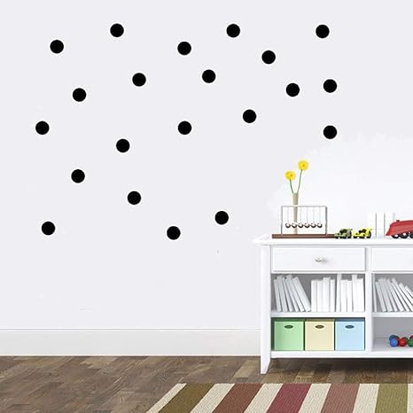 Amazon クリエイティブpvcウォールステッカーポルカドットシンプルなフレッシュアートウォールステッカーリビングルームの寝室の壁紙diyアート家の装飾 黒5cmxpcs ウォールステッカー オンライン通販
