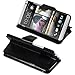 HTC One Max / T6 Stand Case, GreatShield SHIFT LX Leather Wallet Flip Case with Kickstand & Credit Card Slots for HTC One Max / T6 (Black)