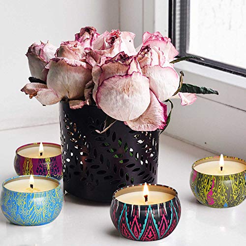 YIH Gift Package Scented Candles Lemon, Fig, Lavender, Spring Fresh,Rose ，Jasmine，Vanilla，Bergamot，Natural Soy Wax Portable Travel Tin Candle,Set of 8 - Thumbnail 3