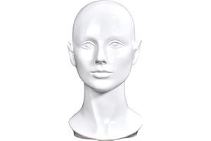 MIAOMANZI PVC Mannequin Head White Female Manikin Dummy Stand Model Display Hat Scarf Wigs Hair Glasses Hat Beauty Styling Tool (Bright White)