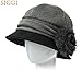 Cloche Round Hat for Women 1920s Bucket Vintage Hats Flower Accent, Grey, Medium (57cm)
