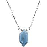 Blue Opal Necklace, Healing Crystal Faceted Hexagon Gemstone Pendant Necklaces, Natural Spiritual Reiki Stone Jewelry for Friends Gemstone Size 10x20 mm Approx