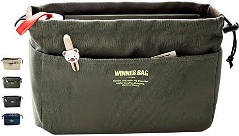 LIKU Canvas Handbag Organizers,Multi-Pocket Travel Bag Purse Tote Bag Insert Bag