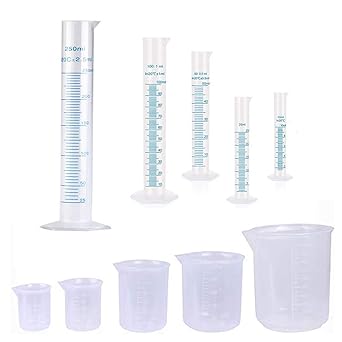 10 Pack Plastic Graduated Cylinkers Beakers Set Clear Measuring Cylinker 5 Sizes 10ml 25ml 50ml 100ml 250ml And Measuring Beaker 5 Sizes 50ml 100ml 250ml 500ml 1000ml For Lab Amazon Com Industrial Scientific